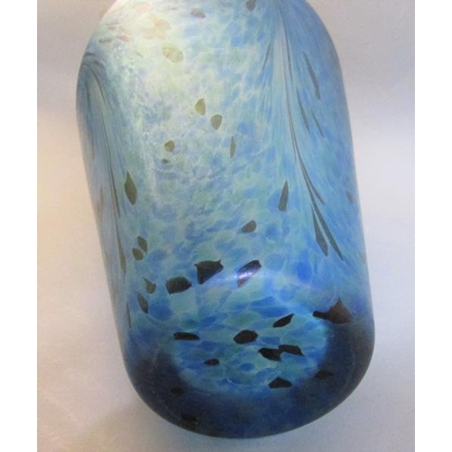 352 - A blue iridescent glass vase in style of Loetz with mottled and swirled decoration, unsigned, 20cms ... 