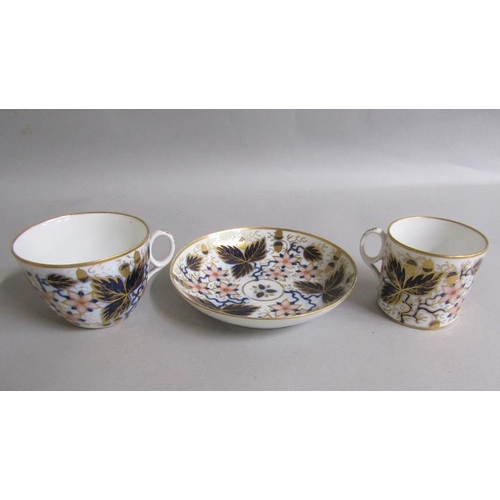 378 - An early 19c Newhall trio of tea cup, coffee can, and saucer pattern no. 1161. cup 6cms h.