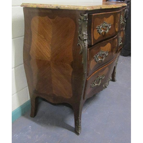 547 - A Pistolesi Casablanca 18c Dutch style marquetry bombe chest of three long drawers with ormolu mount... 