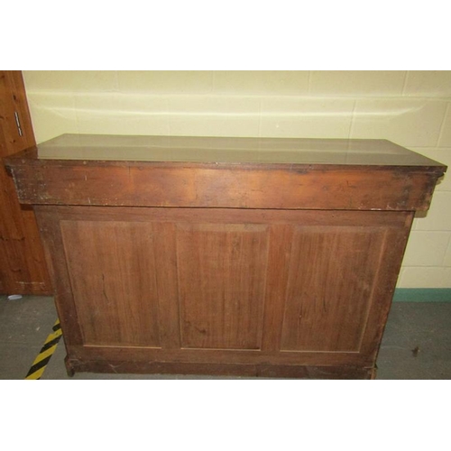 580 - A Victorian rosewood side cabinet of rectangular form, cross banded and with brass rail inlay.  Havi... 