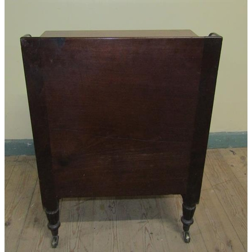 558 - Early 19c mahogany bedroom commode with three quarter gallery, hinged lift off cover over base fitte... 