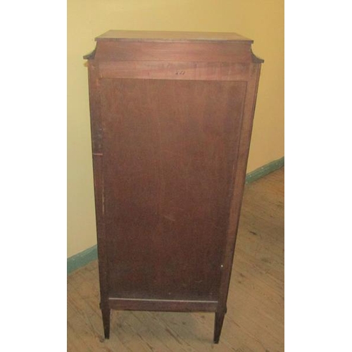 560 - Late 19/early 20c walnut veneered standing cabinet with satinwood line inlay, the shell cabinet encl... 