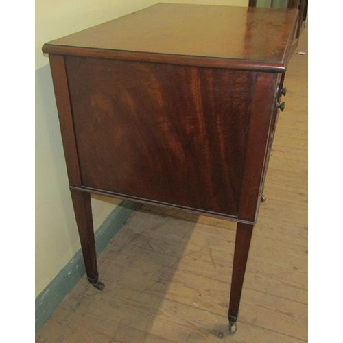 573 - A 19c mahogany bedroom cabinet of rectangular form with moulded top edge, fitted shelf and enclosed ... 