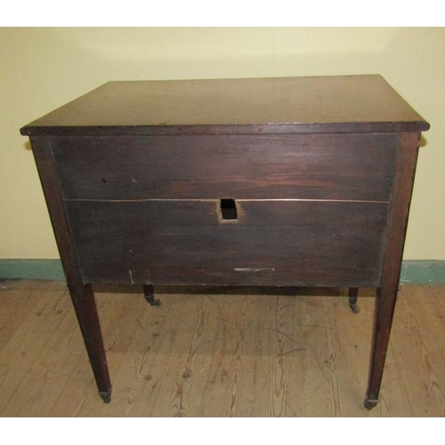 573 - A 19c mahogany bedroom cabinet of rectangular form with moulded top edge, fitted shelf and enclosed ... 