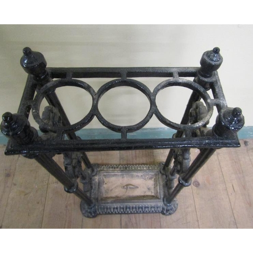 37 - A Victorian cast iron stick stand 32cms w x 58cms h.