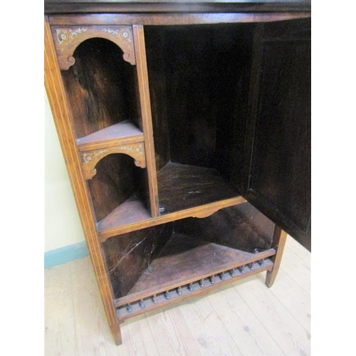 578 - A late Victorian rosewood full height corner cupboard with mirror back and upper astragal glazed cup... 