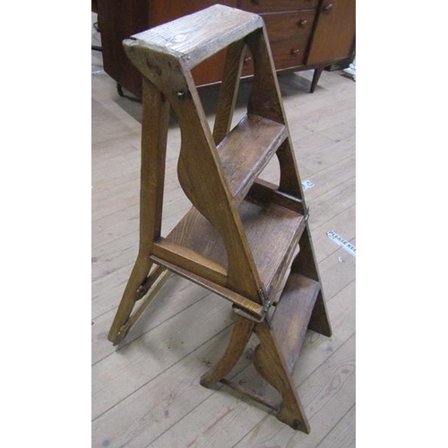 610 - A 19c library folding steps chair