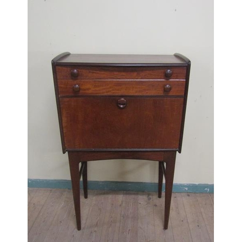 628 - A Younger Limited teak secretaire fitted two long drawers over fall front fitted secretaire and supp... 