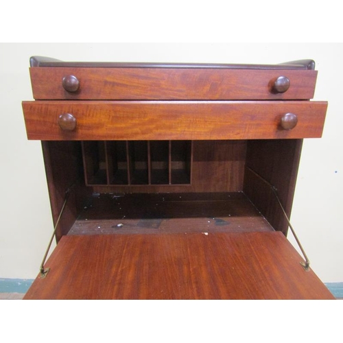 628 - A Younger Limited teak secretaire fitted two long drawers over fall front fitted secretaire and supp... 