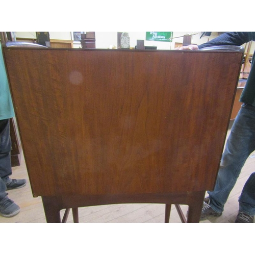 628 - A Younger Limited teak secretaire fitted two long drawers over fall front fitted secretaire and supp... 