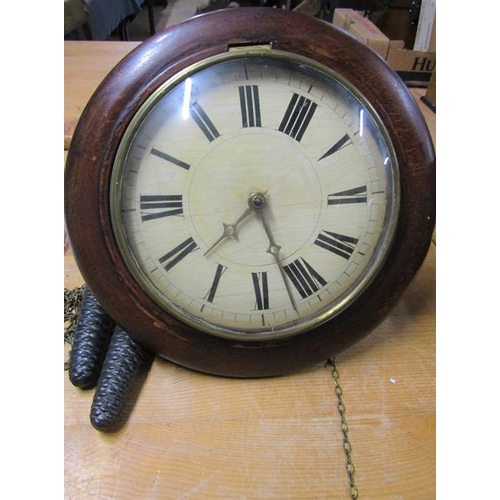 13 - Late 19c German Black Forest wall clock with circular 'postmans alarm' type dial with convex glass a... 