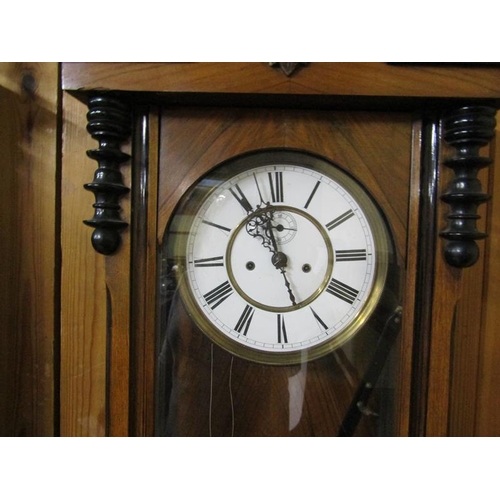 19 - A late 19c German two weight Vienna Regulator in glazed walnut and ebonised case, the front door hav... 