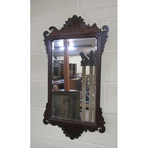 597 - Late 18/early 19c walnut William and Mary style wall mirror with carved arch pediment and similar dr... 