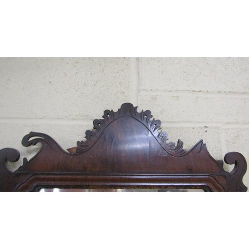 597 - Late 18/early 19c walnut William and Mary style wall mirror with carved arch pediment and similar dr... 