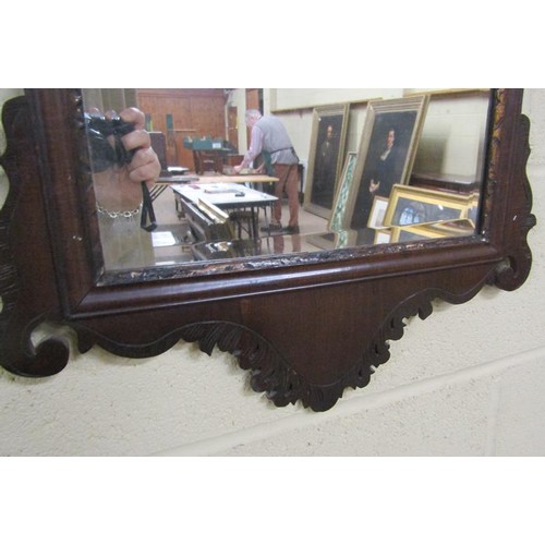 597 - Late 18/early 19c walnut William and Mary style wall mirror with carved arch pediment and similar dr... 