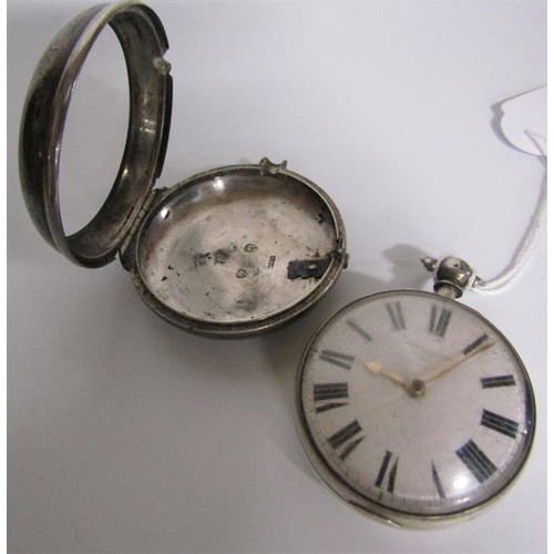 132 - A mid 19c English pair case verge pocket watch, the movement signed Ballard Cranbrook and the white ... 