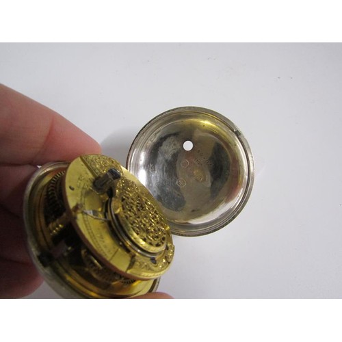 132 - A mid 19c English pair case verge pocket watch, the movement signed Ballard Cranbrook and the white ... 