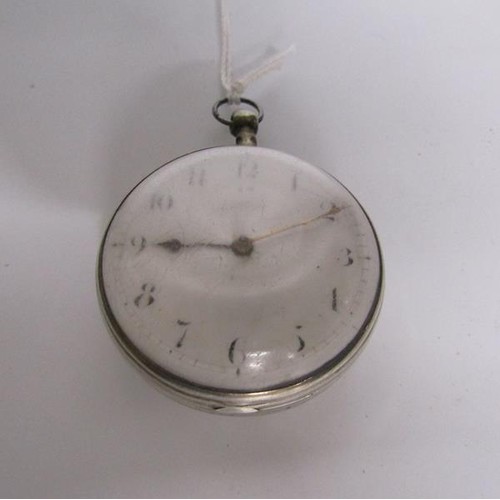 133 - Mid 19c English pair cased verge pocket watch, the movement signed Jas. Shilling, Milton and having ... 