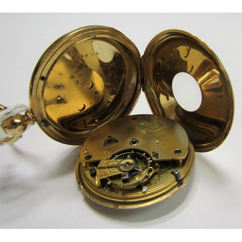 143 - An English gentleman's half hunter pocket watch with three quarter plate lever movement with compens... 