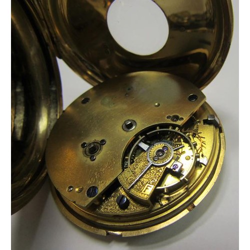 143 - An English gentleman's half hunter pocket watch with three quarter plate lever movement with compens... 