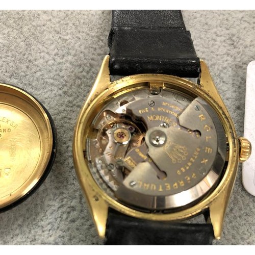 142 - A Rolex Oyster Perpetual gentleman's chronometer wristwatch with mechanical movement in 18ct gold ca... 