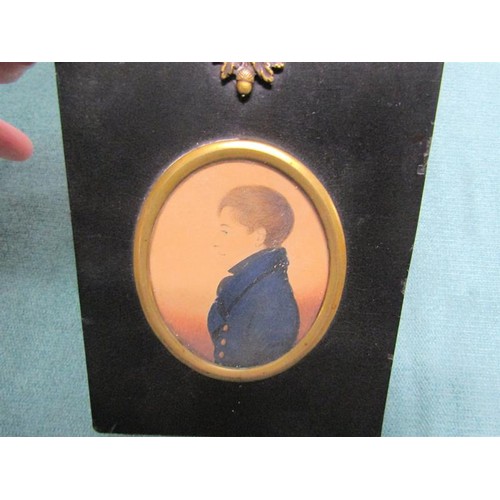 124 - A 19c portrait miniature of a young gentleman, label to reverse Robert Smith St Johns Court, c. 1825... 