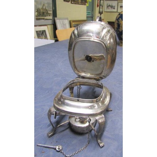 277 - A silver tea kettle on stand with burner, makers mark for Thomas Edward Atkins, Birmingham 1913.  30... 