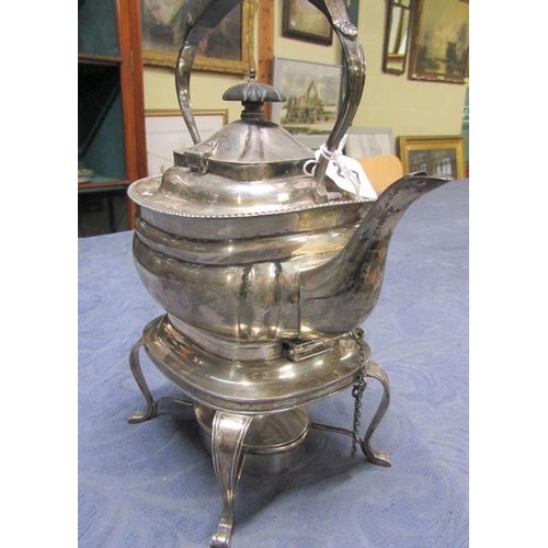 277 - A silver tea kettle on stand with burner, makers mark for Thomas Edward Atkins, Birmingham 1913.  30... 