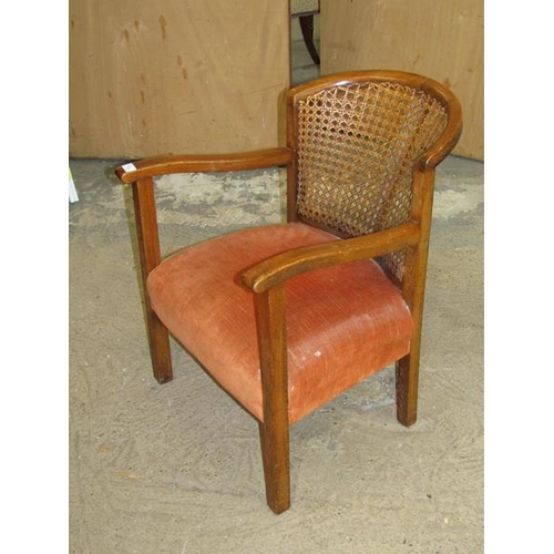 1208 - CANE BACK CHAIR; VICTORIAN CAPTAINS CHAIR