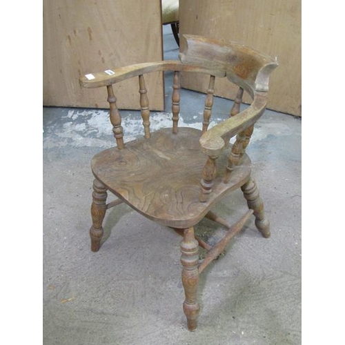 1208 - CANE BACK CHAIR; VICTORIAN CAPTAINS CHAIR