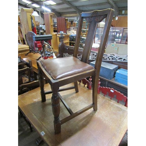 1217 - OAK D END DINING TABLE AND CHAIRS