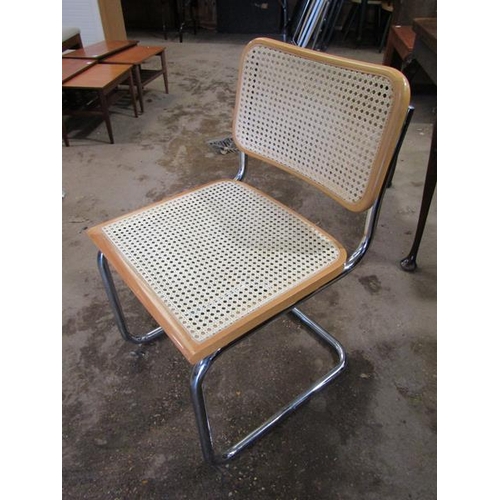 1236 - SIX CHROME CANE BACK AND SEATED CHAIRS