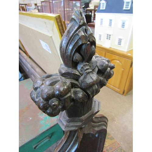 1244 - VICTORIAN CARVED OAK CHURCH PEW,HIGHT 47CM, LENGTH APPROXIMATELY  340CM.