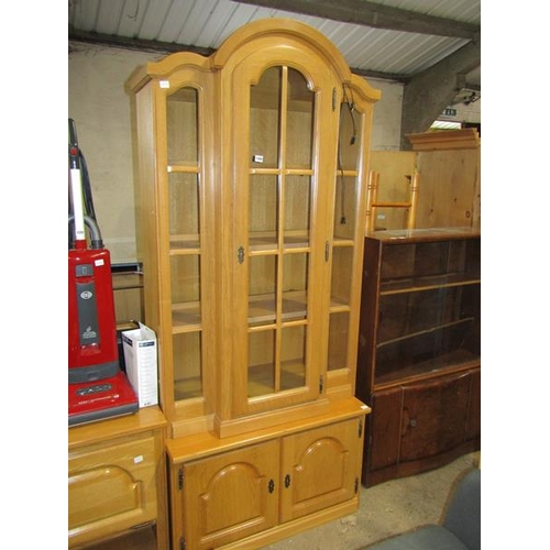 1260 - SOLID OAK DISPLAY CABINET