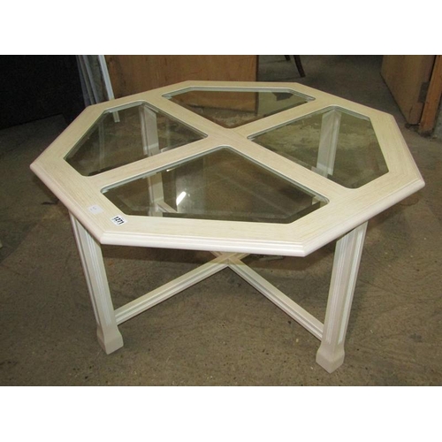 1271 - GLASS TOPPED HEXAGONAL COFFEE TABLE