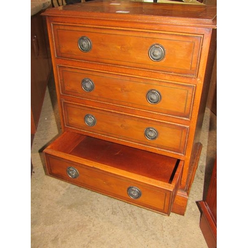 1305 - REPRO YEW WOOD FOUR DRAWRE CHEST