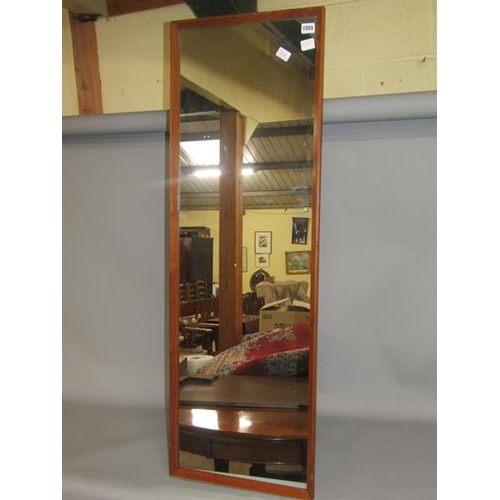 1555 - TEAK FRAMED WALL MIRROR 125 x 41 cms