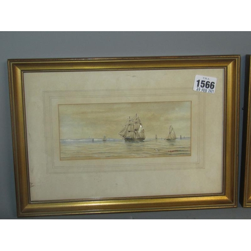 1566 - C H LEWIS, PAIR OF 19c WATERCOLOURS, COASTAL SAILING VESSELS TOGETHER WITH SAILING VESSEL IN DISTRES... 