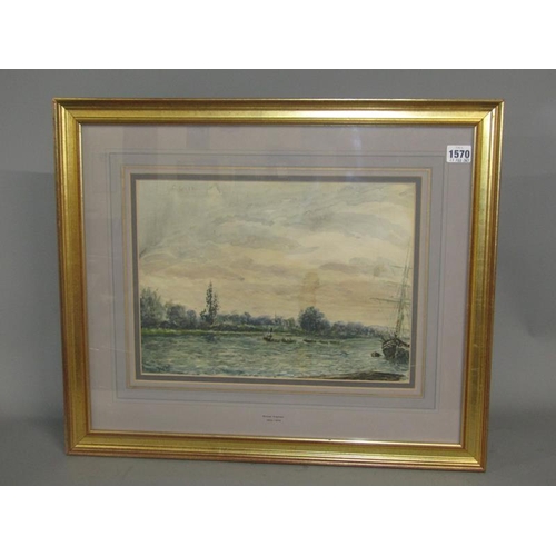 1570 - WILLIAM FREEMAN 1853-1935 - RIVERSCAPE, WATERCOLOUR.  F/G 27 cms x 37cms