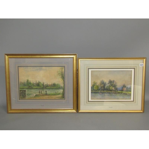 1574 - WILLIAM FREEMAN A PAIR RIVERSCAPES, WATERCOLOURS F/G EACH 27cms x 37cms