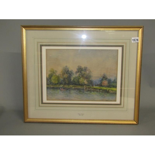 1574 - WILLIAM FREEMAN A PAIR RIVERSCAPES, WATERCOLOURS F/G EACH 27cms x 37cms