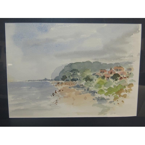 1575 - PAIR F/G WATERCOLOURS BEACH AND ESTUARY SCENES, UNSIGNED.  18 x 23 cms