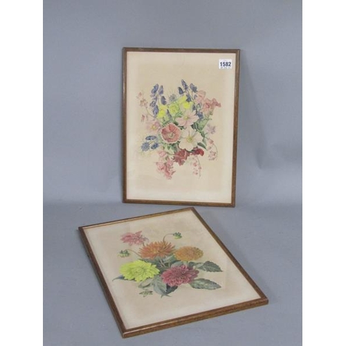 1582 - SHIRLEY POOLE 1962 - PAIR OF FLORAL WATERCOLOURS.  F/G 36 x 26cms