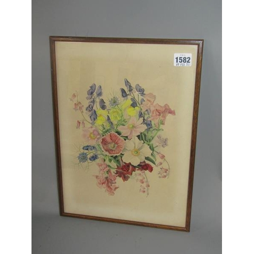 1582 - SHIRLEY POOLE 1962 - PAIR OF FLORAL WATERCOLOURS.  F/G 36 x 26cms