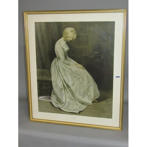 1603 - JOANNE PEMBERTON LONGMAN - THE SECRET,  FRAMED PRINT.  F/G 61 x 50cms