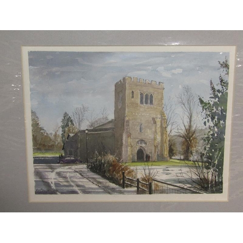 1608 - ROY TOMPKINS -  GREAT MISSENDEN CHURCH WINTER 2001 AND THE ABBEY 2001, WATERCOLOURS.  UNFRAMED EACH ... 