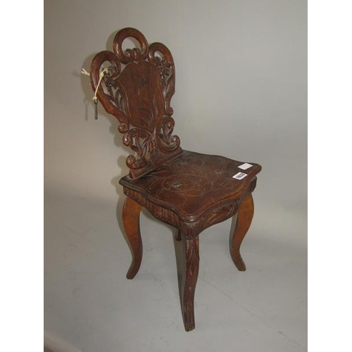 1632 - EARLY 20c CONTINENTAL CARVED MUSICAL CHAIR - 67cms  H