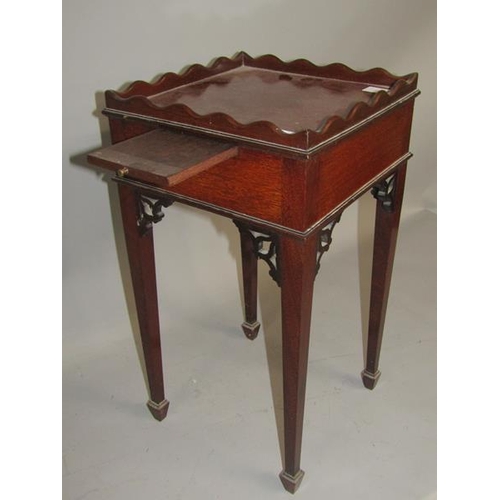 1634 - LATE GEORGIAN STYLE MAHOGANY SIDE TABLE WITH CANDLE SLIDE - 54cms H