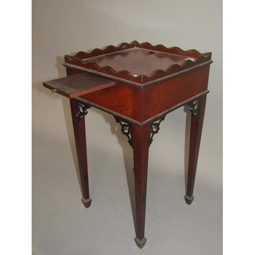 1634 - LATE GEORGIAN STYLE MAHOGANY SIDE TABLE WITH CANDLE SLIDE - 54cms H