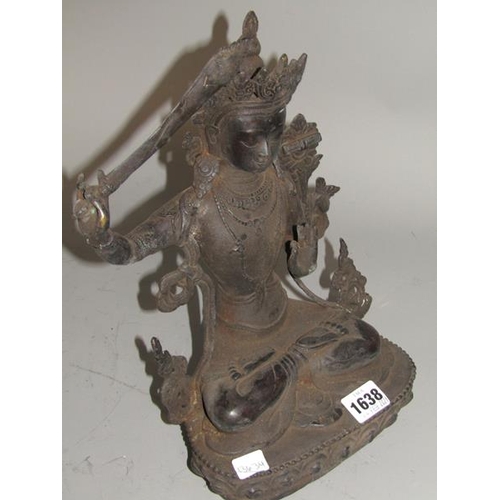 1638 - LARGE CAST ORIENTAL BRONZE FIGURE OF A BUDDHA  - 31cms H